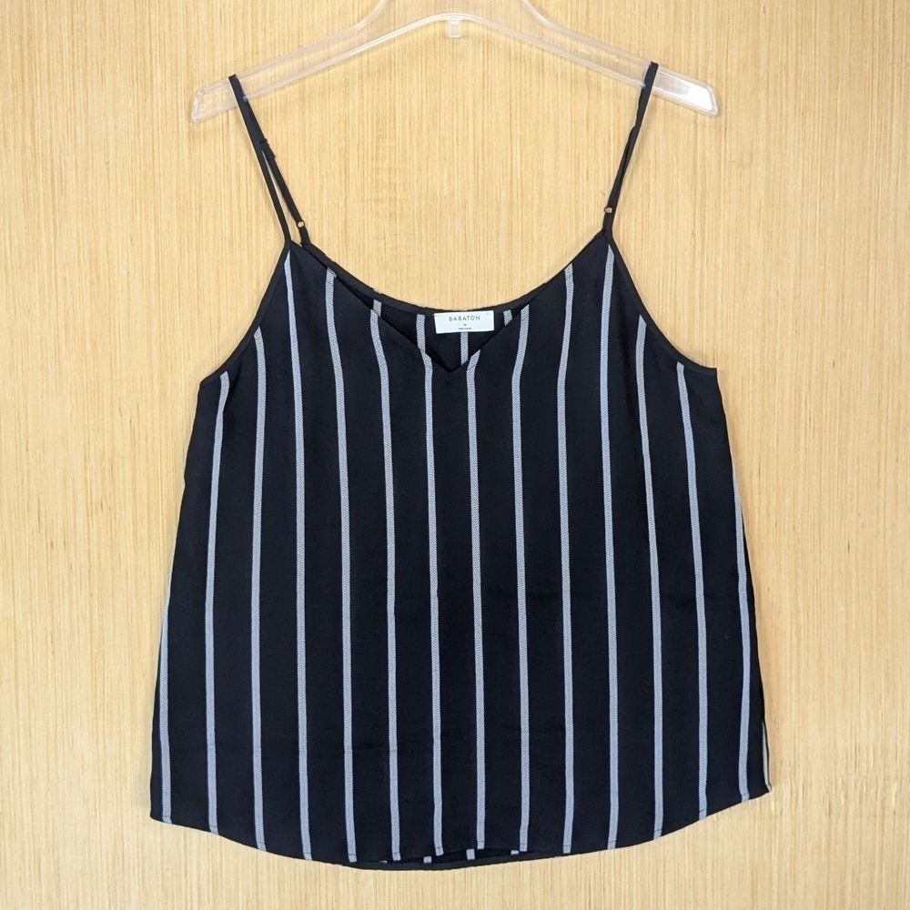 Babaton Aritzia Womens Black Striped Cami Tank Top Medium Preppy Chic Minimalist